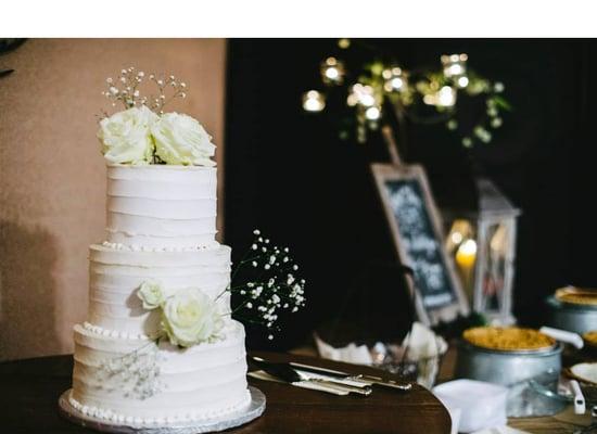 She made us a three tier: Strawberry on top, chocolate in the middle and vanilla on the bottom.