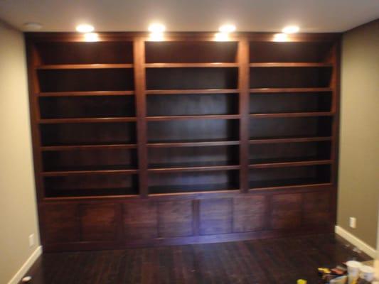 Custom bookshelves and cabinets.