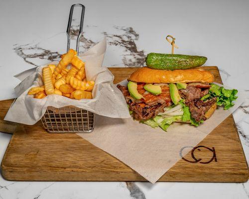 Steak Torta and fries