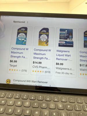 her computer and showing us the CVS otc treatment.