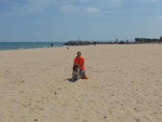Este and Gwyn at the dog beach.