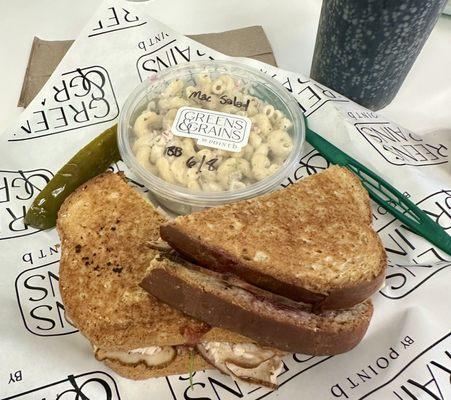 Turkey and Brie with macaroni salad