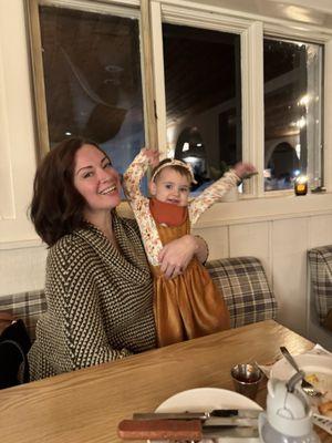 A very happy toddler after a great dinner (that we ate all of before getting pics)