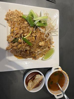 Lunch special  N1. Pad Thai Pot Stickers and S1. Tom Yum Soup