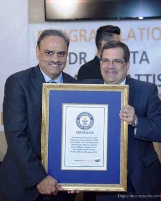 Dr. Mehta received the Guinness Record for placing an implant on the oldest patient. She was 100 years old at the time.