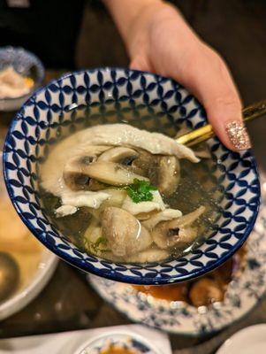 S3. Tom Yum Soup. $10.95. Hot and sour soup with chicken (or tofu), mushrooms, lemongrass, kaffir leaves, lime juice, and hot pepper.