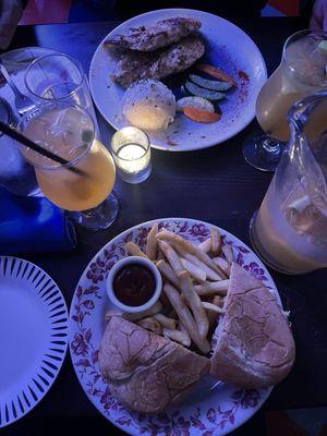 Pollo Wasakaka con Yuca Mash Chimi w/ French Fries Sangria