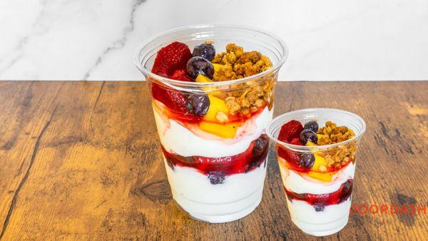 Greek yogurt with choice of fruit.