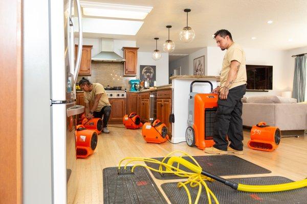 Hardwood floor Drying - Residential Water Damage