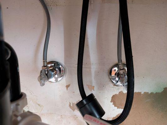 Most of the shut off valves were installed slightly diagonally.