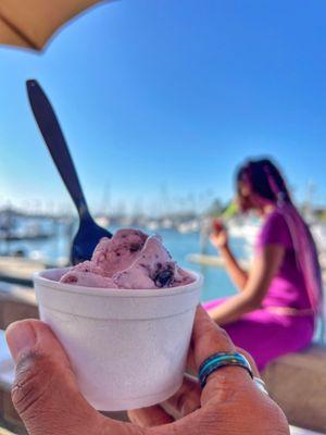 Huckleberry icecream in a cup