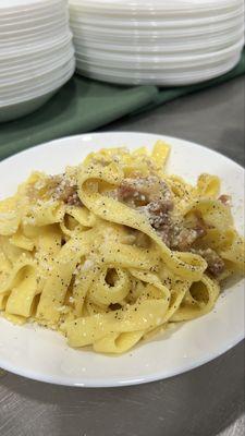 Carbonara with fettuccine
