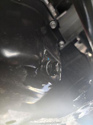 The drain plug bolt was 1-2 threads from falling off. I lost half my oil.