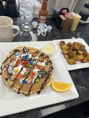 wonka pancakes, homefries