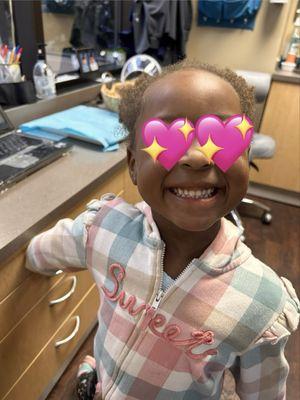 3 year old teeth cleaning. They were patient & overall received another happy customer.