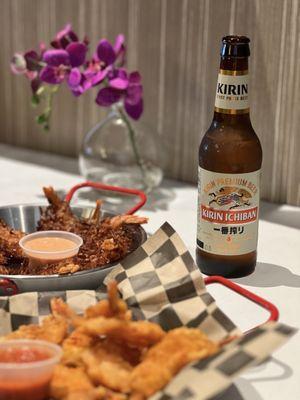 Fried shrimp, coconut shrimp, $5 kirin