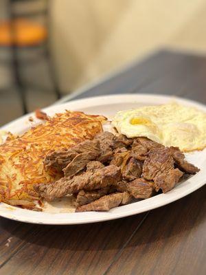 THE NOOK MARINATED STEAK & EGGS - actually really good steak