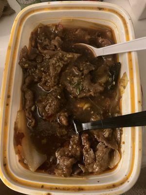 Beef 17. Beef Poached in Chili Oil. 1/2 the portion you get.