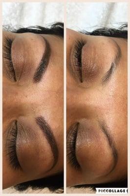 Before and after the microblade tattoo from Lily. Looks great but needs to heal for the final natural look. Thank you Lily !