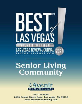 Silver winner Best of Las Vegas Senior Living Community 2021