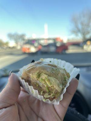 He also gave me this cool dessert sample! Baklava it was great.