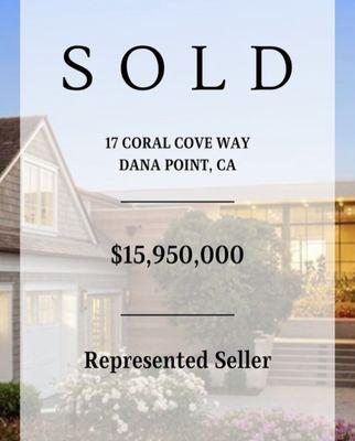 Proud to have closed 17 Coral Cove Way for $15,950,000!