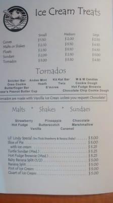 One of the pages from their menu.