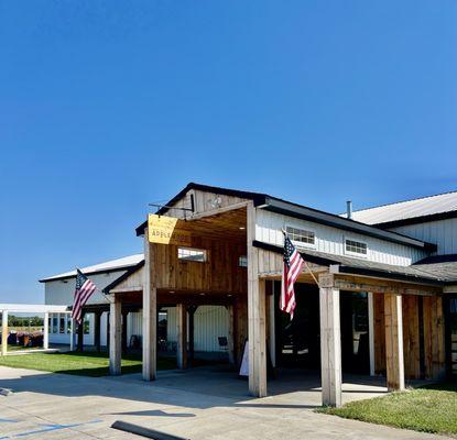 Outside the restaurant