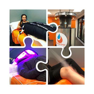NormaTec Pulse, Celluma LED Light Therapy, Cryo Local/Facial, Whole Body Cryotherapy
