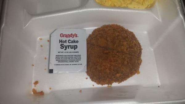 2" fried sausage patty that is suppose to be chicken fried steak. Hmmmm.