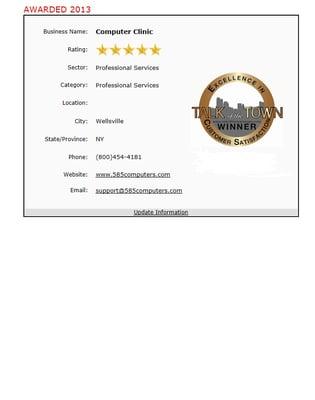 5 Star Talk of The Town Regional Quality Award.