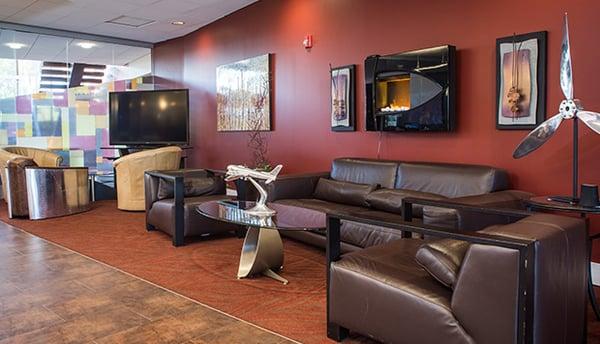 Lobby on your way to boarding the aircraft - The Cleveland Jet Center