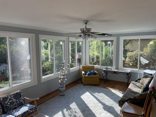 Two panel sliders in sunroom