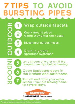 Winter is on the way and the last thing you want is a pipe bursting.. But you know whom to call for your cleanup and restoration needs!