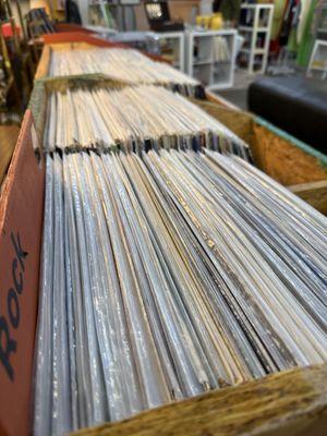 Rock Vinyl LP's section at Vintage Vault Midtown Albuquerque.