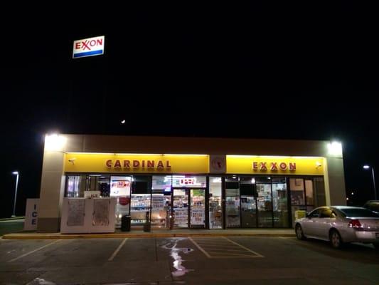 Store front at night - Cardinal Exxon Service Center: Beaumont, Texas
