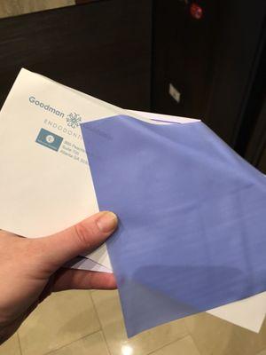 Souvenir dental dam...great sense of humour in the whole office!