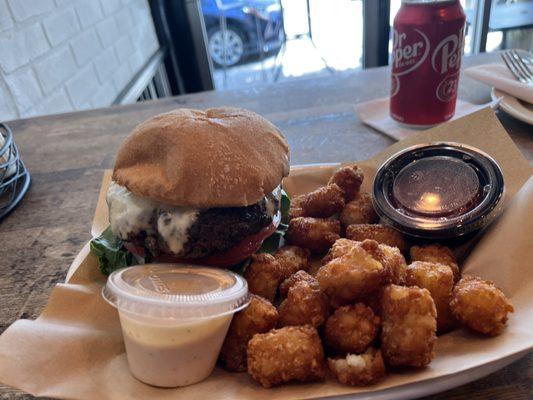 Burger and tots