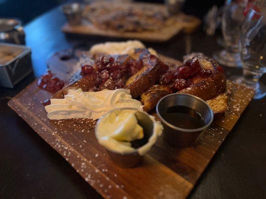 Amazing French toast with cranberry and orange.