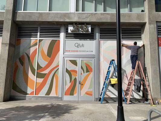 We installed a city block of window graphics.