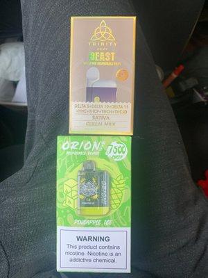 Spent $60 and got a 5g sativa disposable and a 7500 puff Orion nic disposable