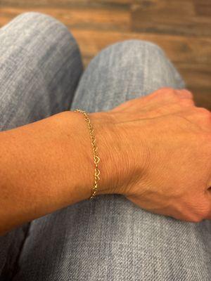 Hearts bracelet from Santa Cruz Permanent Jewelry!