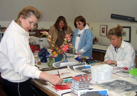 Watercolor students in the Studio for Fine Art.
