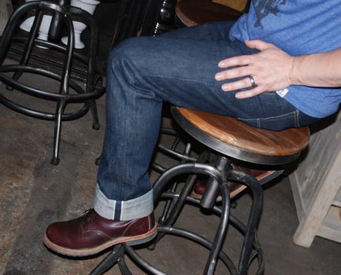 Nothing Like Selvage Denim and Leather on Iron and Wood at Backdrop Home Decor on The BLVD, Lancaster, CA