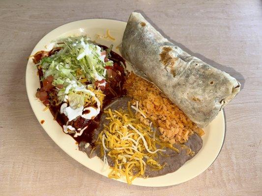 Beef Burrito & Beef Enchiladas Plate