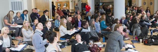 lovely airy space was perfect for free-layout floor and chair seating for over 100 students at this educational symposium
