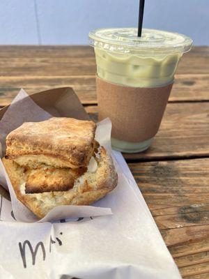 Savory Biscuit & Matcha Latte