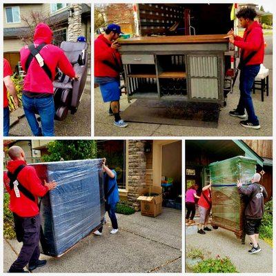 Shoulder straps. Here is a collage of our team moving heavy bulky items with our shoulder straps. With this equipment we make moving easy.