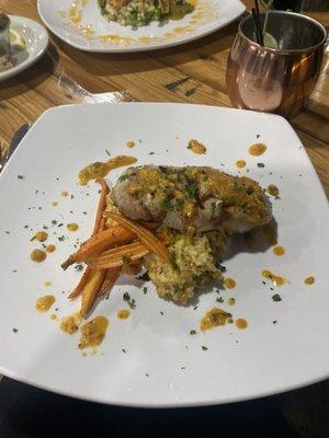 Pork dish with risotto