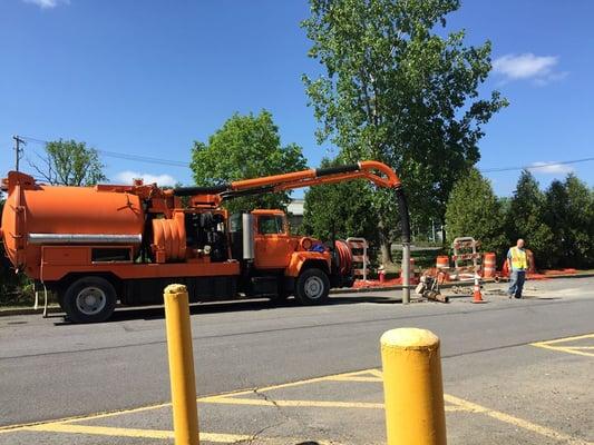 Repair of 8" water line & 6" sewer line cleanouts for a commercial plaza in Latham NY Great Job Rob, Rich & Matt! Plumbing today Inc.